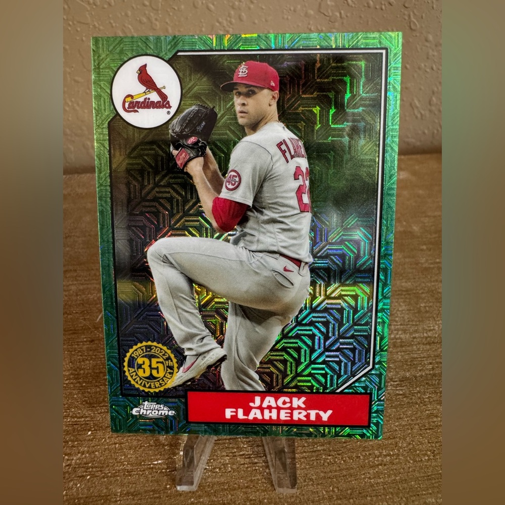 2022 Topps #T87C-82 Jack‎ Flaherty 1987 Topps 35th Anniversary Chrome Green /99
